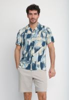 Camisa Hombre Manga Corta Estampada Azul 4KMW7001