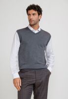 Sweater Cuello V Sin Mangas Lana Seda Gris