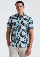 Camisa Hombre Manga Corta Estampada Negro 4KSW7005