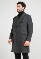 Abrigo Hombre Lana Espiga Negro