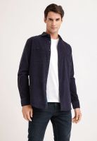 Camisa Hombre Manga Larga Micro Cotelé Navy