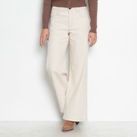 Jeans Wide Tiro Medio Pretina Un Boton