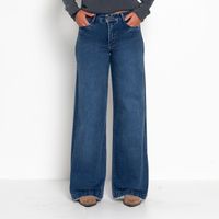 Jeans Tiro Medio Wide Pretina  Basica 1 Boton