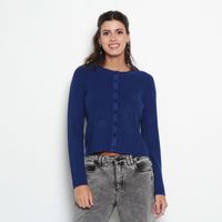 Chaleco Manga   Larga Abotonado En Delantero