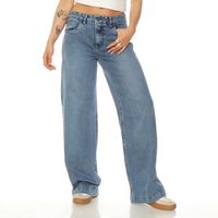 Jeans Wide Leg Tiro Alto   Pretina Basica 1 Boton