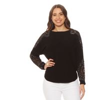 Sweater Manga Larga Con Aplicacion Esccote Redondo