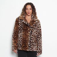 Chaqueta Piel Ecologica Estampada Manga Larga Con Cierre