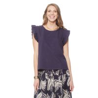 Polera  Sin Manga  Con Volante En Sisa Y Esocte Redondo