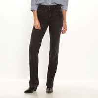 Jeans Tiro Alto Recto Pretina Alta Dos Botones