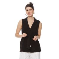 Blazer Sin Manga Lino Con Lazo En La Cintura