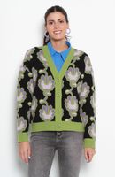 Chaleco Manga Larga Estampado Abotonado Escote V