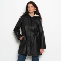 Chaqueta Manga Larga Con Capucha Cintura Ajustable Y Bolsillos