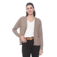 Chaleco Manga Larga Solido Abierto En Delantero