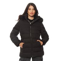 Parka Manga Larga Con Aplicacion En Capucha Con Cierre En Delantero