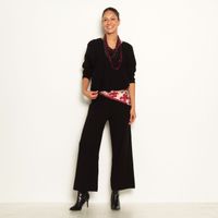 Conjunto Tejido Sweater Y Pantalon Wide Leg Tiro Alto Pretina Elastica