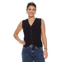 Chaleco Sin Manga Abotonado En Delantero