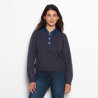 Sweater Manga Larga Con Cuello En Denim