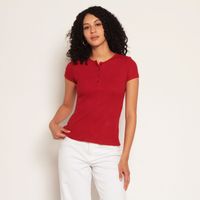 Polera Manga Corta Abotonada En Delantero