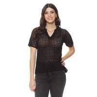 Polera Manga Corta  Tejida Escote V