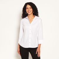 Blusa Manga 3/4 Abotonada En Delantero Con Boton Perla