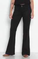 Jeans Cargo Tiro Alto Pretina Ancha Dos Botones  Pierna Flare