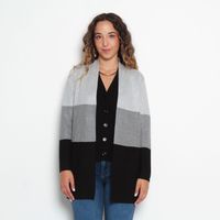 Chaleco Manga Larga   Listado Ancho Con Bolsillos