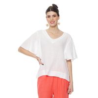 Blusa Lino Manga Corta  Escote Redondo
