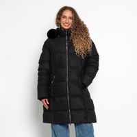 Parka Larga Manga Larga Capucha   Piel Sintetica