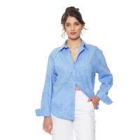 Blusa Manga Larga Embroidery  Abotonada En Delantero