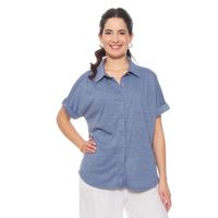 Blusa Manga Corta Solido Abotonada En Delantero