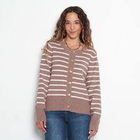 Chaleco Listado Manga Larga Abotonado En El Delantero