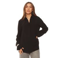 Blusa Manga Larga  Escote V Con  Cuello