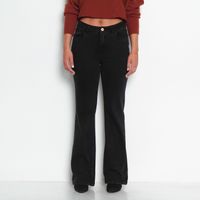 Jeans Tiro Alto Pretina   Basica Un Boton Pierna Recta