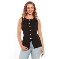 Vest Escote Redondo Y Botones Dorado