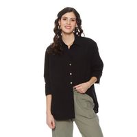 Blusa Manga Larga Lino Abotonada En Delantero