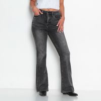 Jeans Flare   Tiro Alto   Pretina Basica 1 Boton