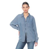 Blusa Manga Larga Lino Lyocell Abotonada En Delantero