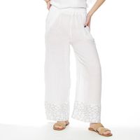 Pantalon Wide Leg Lino Tiro Alto Pretina Elasticada Con Basta Estampado