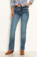 Jeans Recto Pretina Alta Tiro Alto Dos Botones