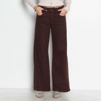 Jeans Wide Tiro Medio Pretina   Un Boton