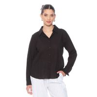 Blusa Brodery Manga Larga Abotonada En Delantero