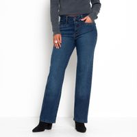 Jeans Tiro Alto Recto Pretina Basica 1 Boton