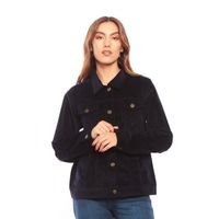 Chaqueta Manga Larga  Cotele Abotonda En Delantero Y Bolsillos