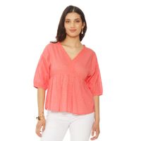 Blusa Manga Corta Brodery  Escote V