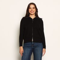 Chaleco Manga Larga Con Cierre En Delantero