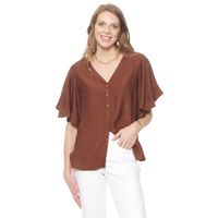 Blusa  Manga Corta  Solida Escote V