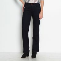 Jeans Recto Tiro Medio Push In Push Up Pretina Media Dos Botones