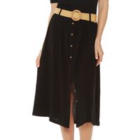 Falda Pretina  Basica Con Cinturon Abotonada