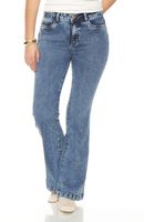 Jeans Flare Tiro Alto Pretina Basica Un Boton Push Up