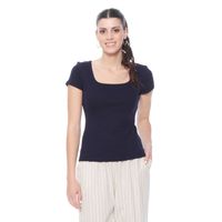 Polera Manga Corta Solida Escote  Cuadrado